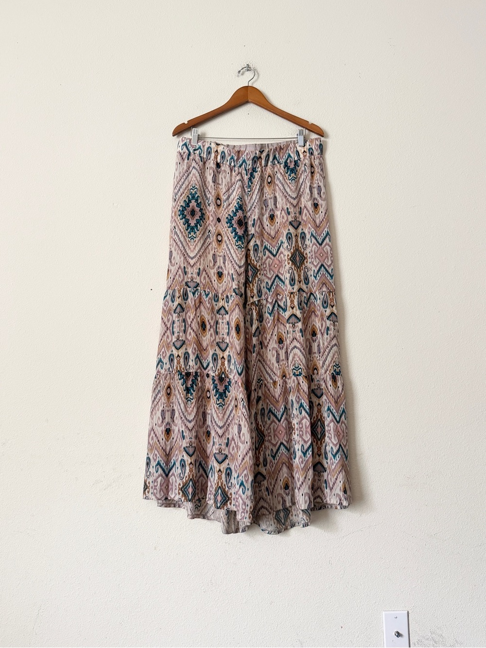 Jade Johnny Was LARGE 100% silk geometric print flared pants